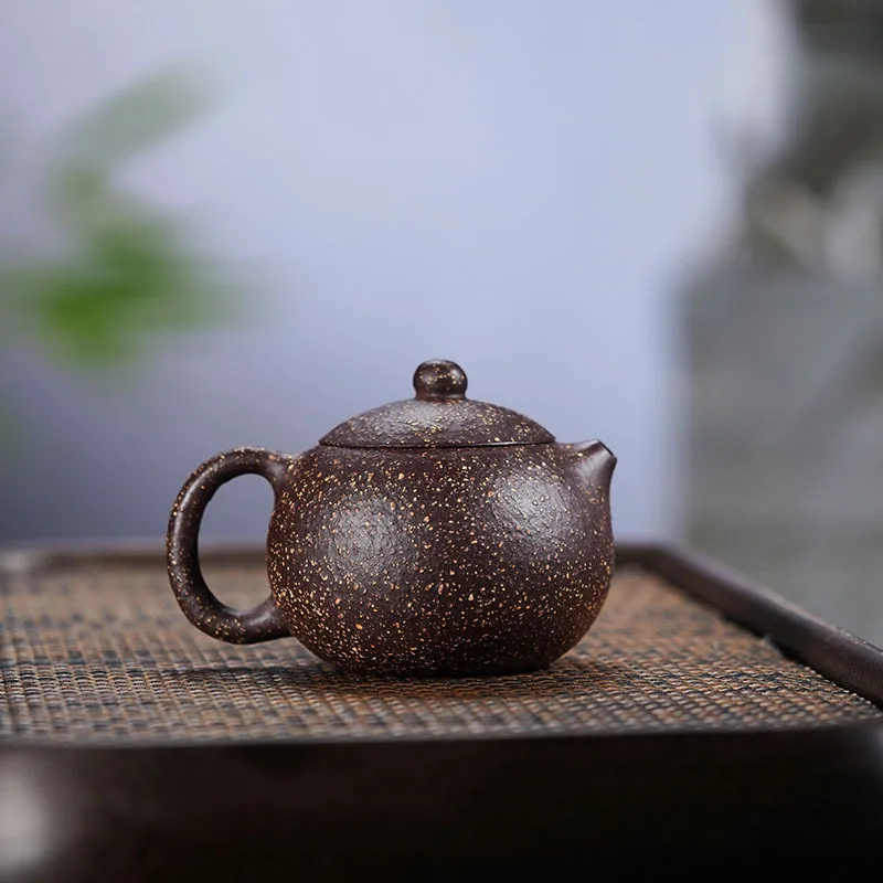 200cc Xishi purple clay teapot coarse sand 15 mesh Yixing purple jade gold sand teapot wholesale old mud all handmade