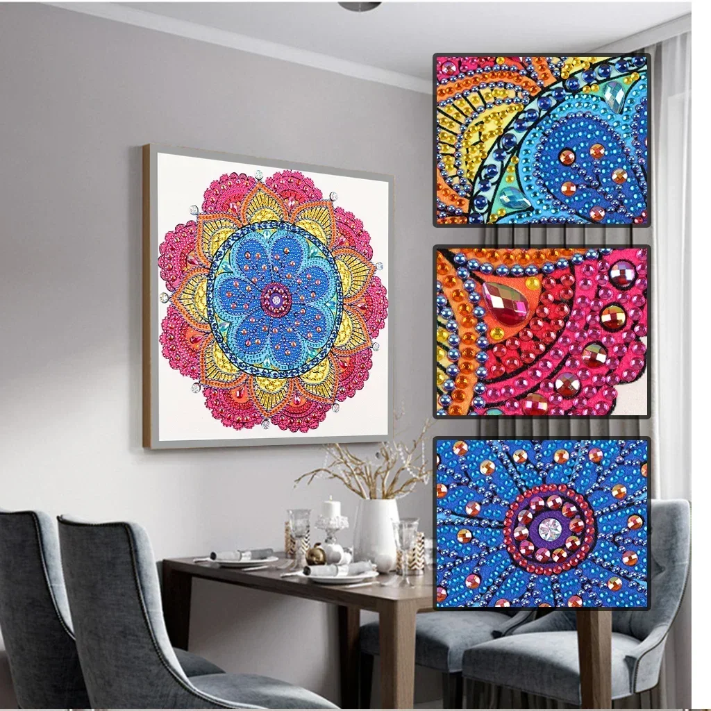 5D DIY Special Shaped Diamond Painting Mandala Flower Cross Stitch Embroidery Kits Mosaic Diamond Painting Home Wall Decoration