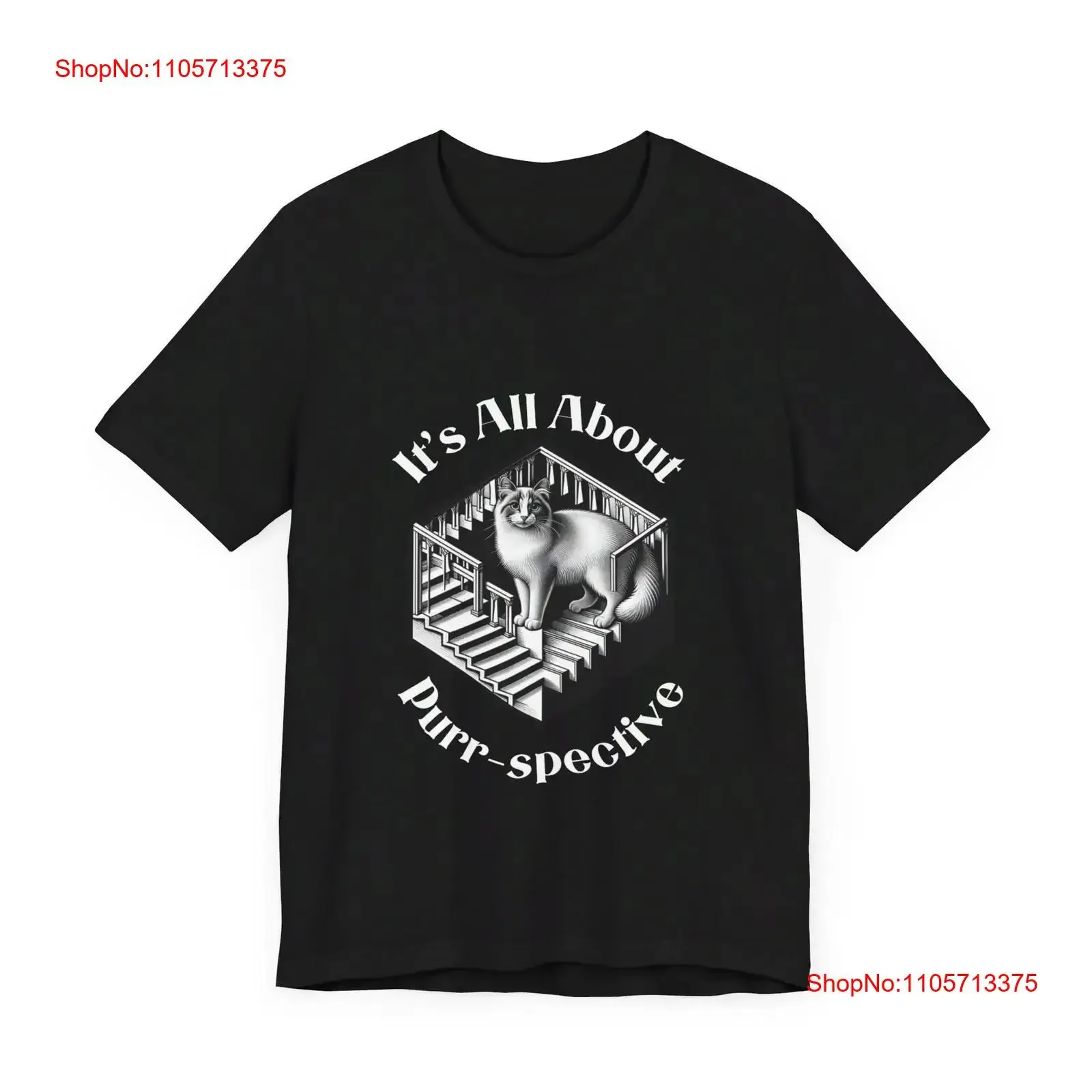 It's all about Purr Spective M C Escher Style Cat T Shirt vintage Washed Slightly Versatile streetwear Comfortable fashion