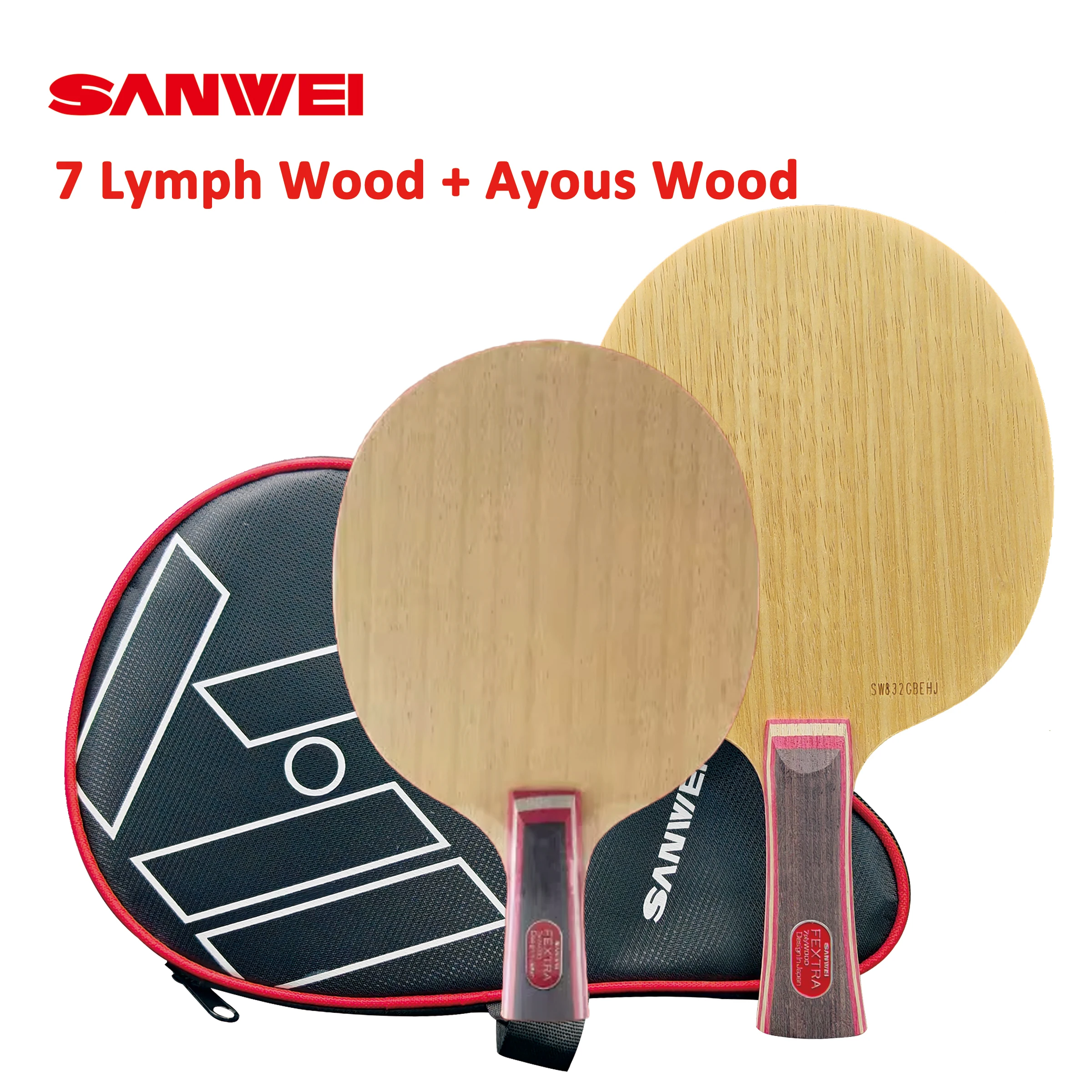 

SANWEI 7-Ply Table Tennis Racket Pure Wood Professional Table Tennis Blade OFF+ Powerful Arc Nordic 7 Lymph Wood + Ayous Wood
