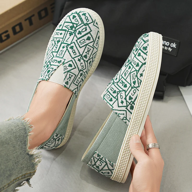 2024 New Summer Fisherman Shoes Men Fashion Print Green Espadrilles Men Loafers Shoe Breathable Slip-On Casual Shoes Man Driving