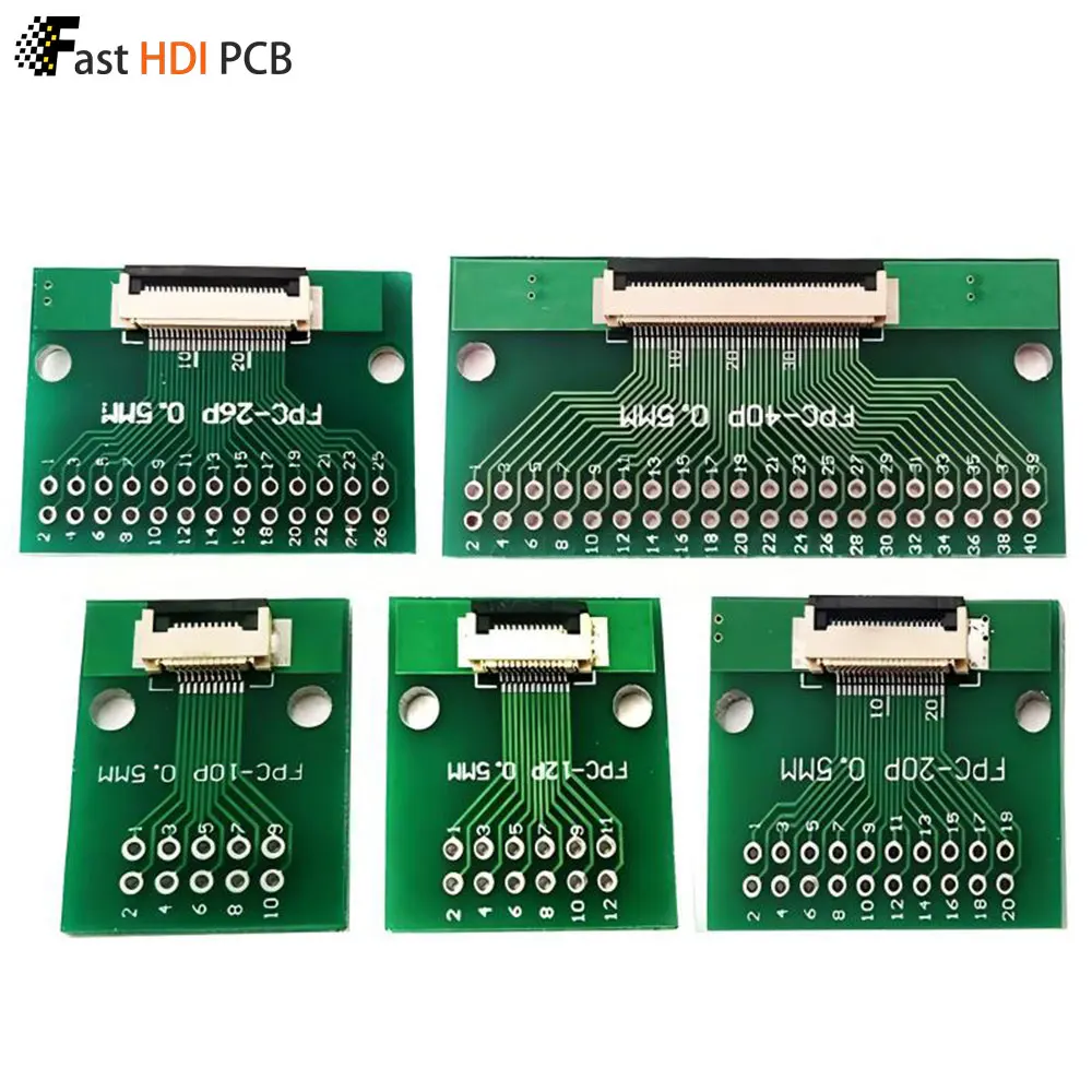 FFC/FPC 6-80P to 2.54mm DIP Adapter Board 0.5mm Pitch Flexible Flat Cable Breakout PCB Soldered FR4 Double-Sided Converter Modul