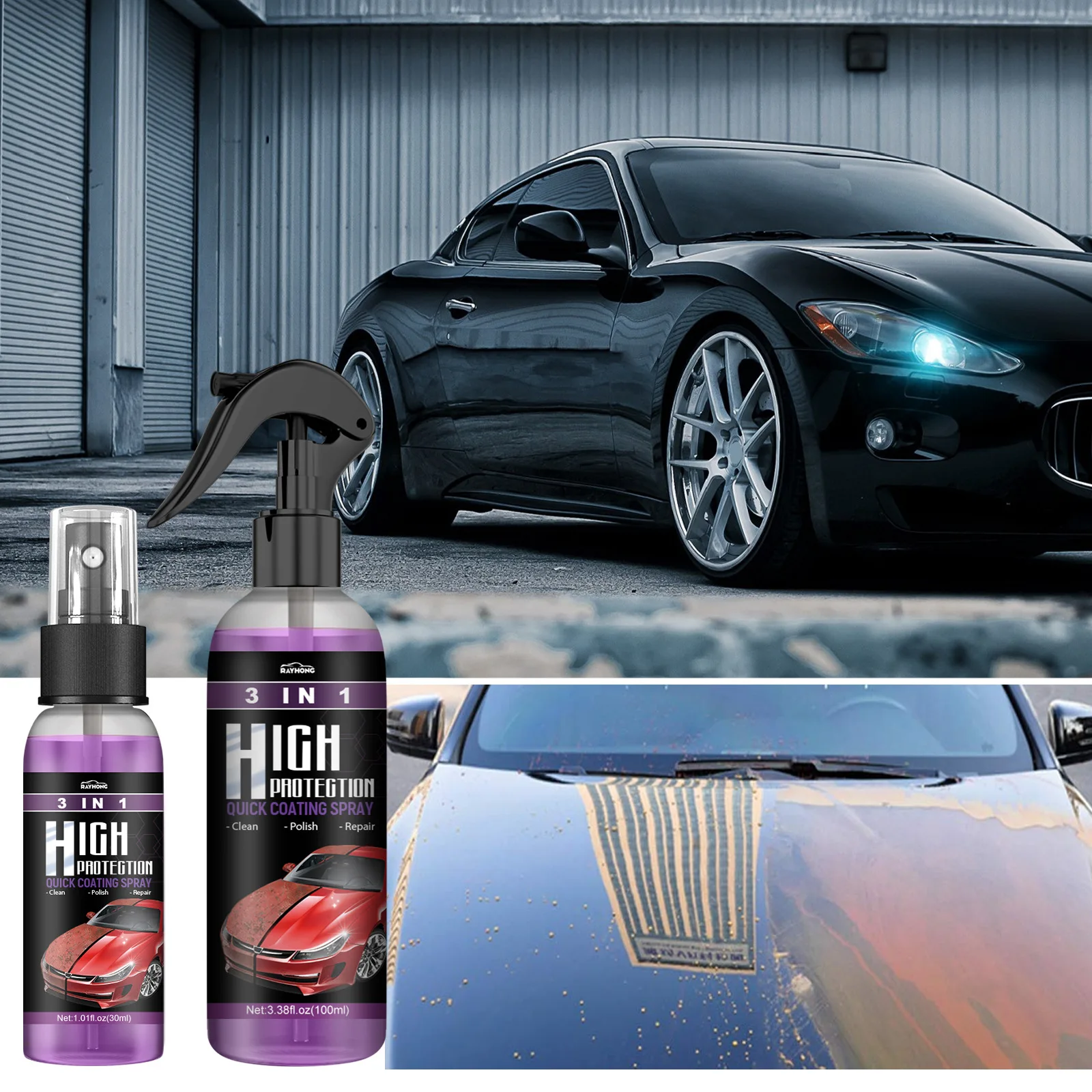 3 in 1 High Protection Fast Car Paint Spray 30/100ml Cleaning Coating Spray Scratch Repair Body Compound Scratch Repair