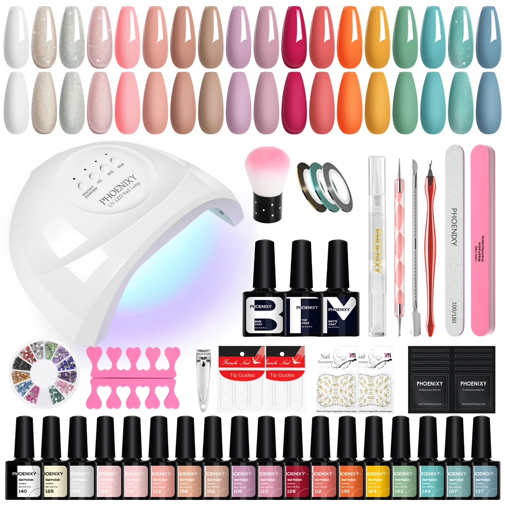 Manicure Set 18/10Pcs Gel Nail Polish with Nail Lamp Semi Permanent Gel Varnish Complete Acrylic Nail Kit Nail Supplies Full Kit