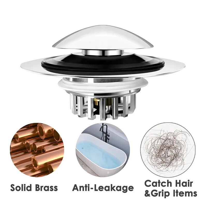 ABSE-Bathtub Drain Stopper, -Up Tub Drain Hair Catcher, Bath Tub Drain Plug And Cover For Drain Hole, For Lift And Turn