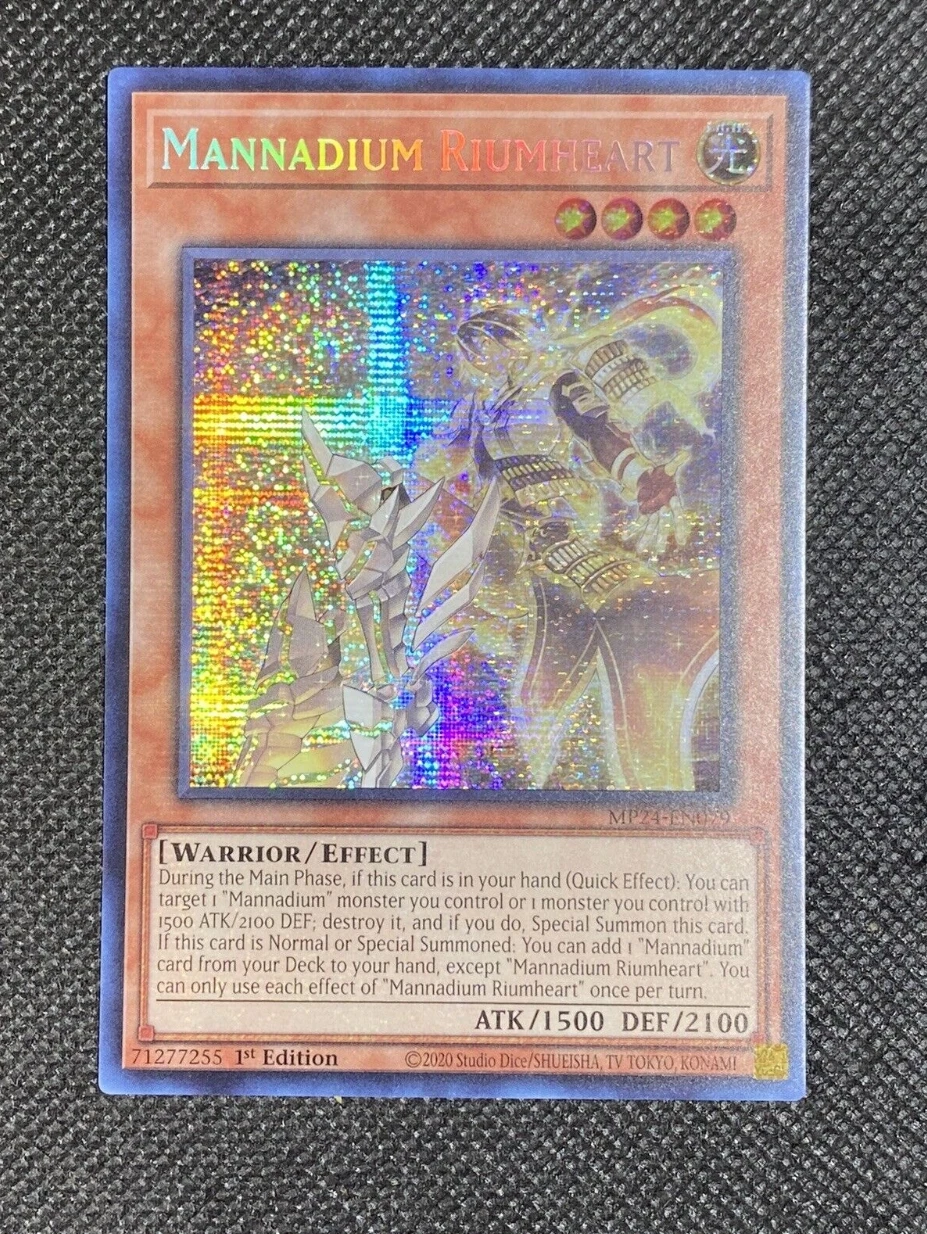 Yugioh KONAMI Duel Monsters TCG MP24-EN079 Mannadium Riumheart Secret Rare English 1st Edition Collection Mint Card