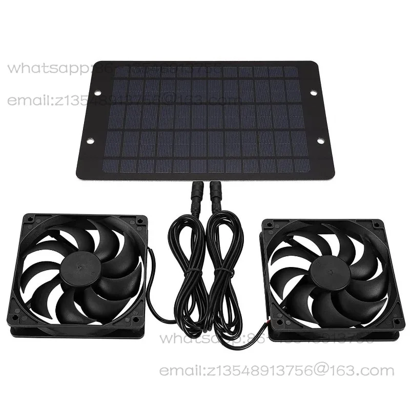 10w12v-ソーラーパネルダブル排気ファン鶏小屋ペットハウス窓排気換気に適しています