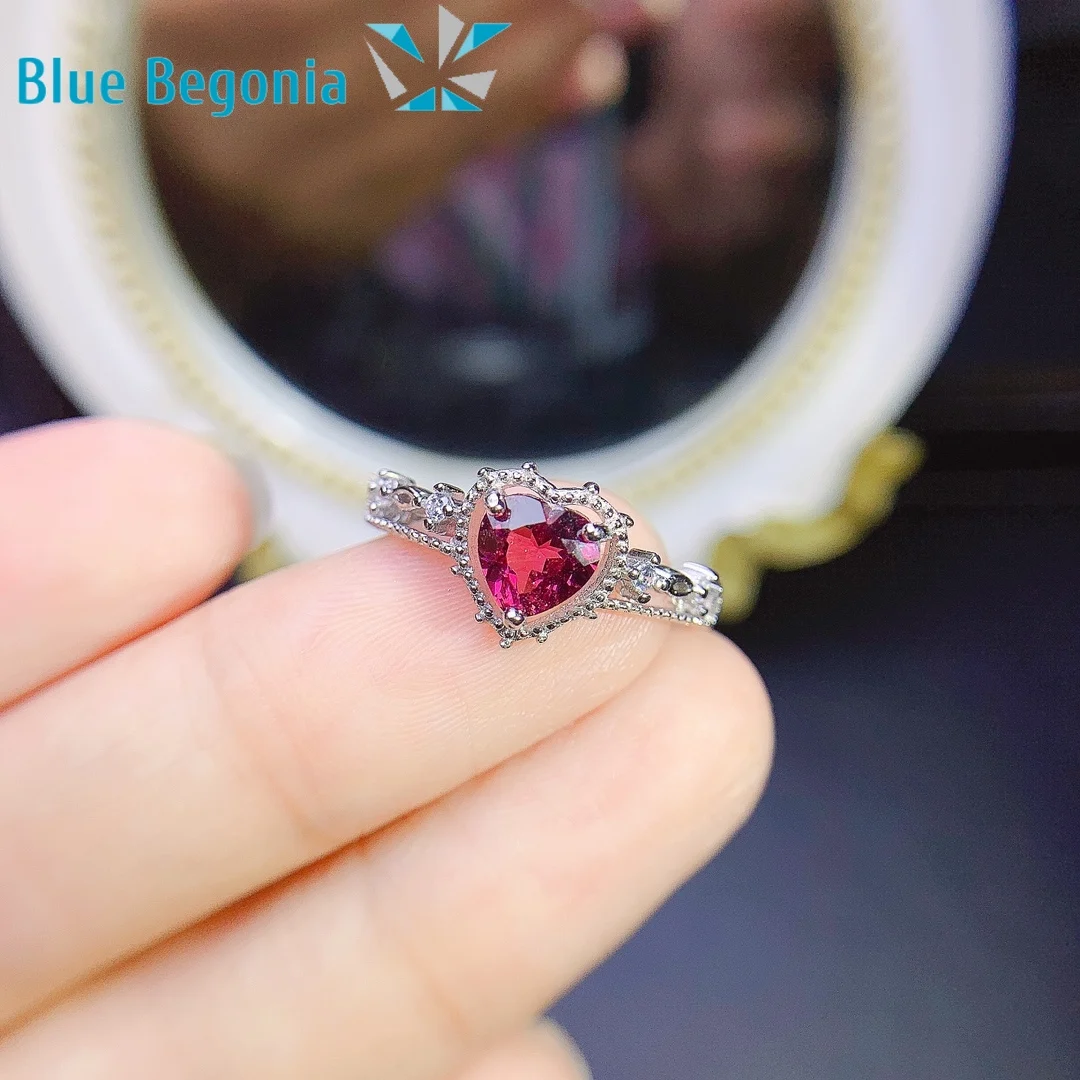 6mm Natural Pyrope Garnet Ring 925 Sterling Silver Gemstone Fine Jewelry Rings for Women Gift