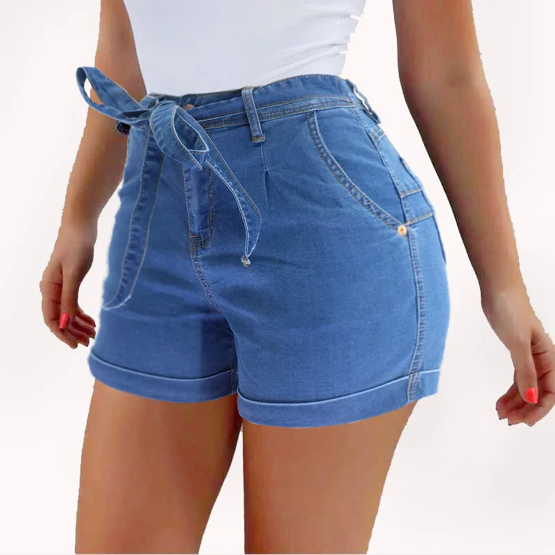 

Women's High Waist Comfort Straight Denim Shorts - Stretchy Soft Casual Summer Jeans Shorts with Pockets Straight Pants Female