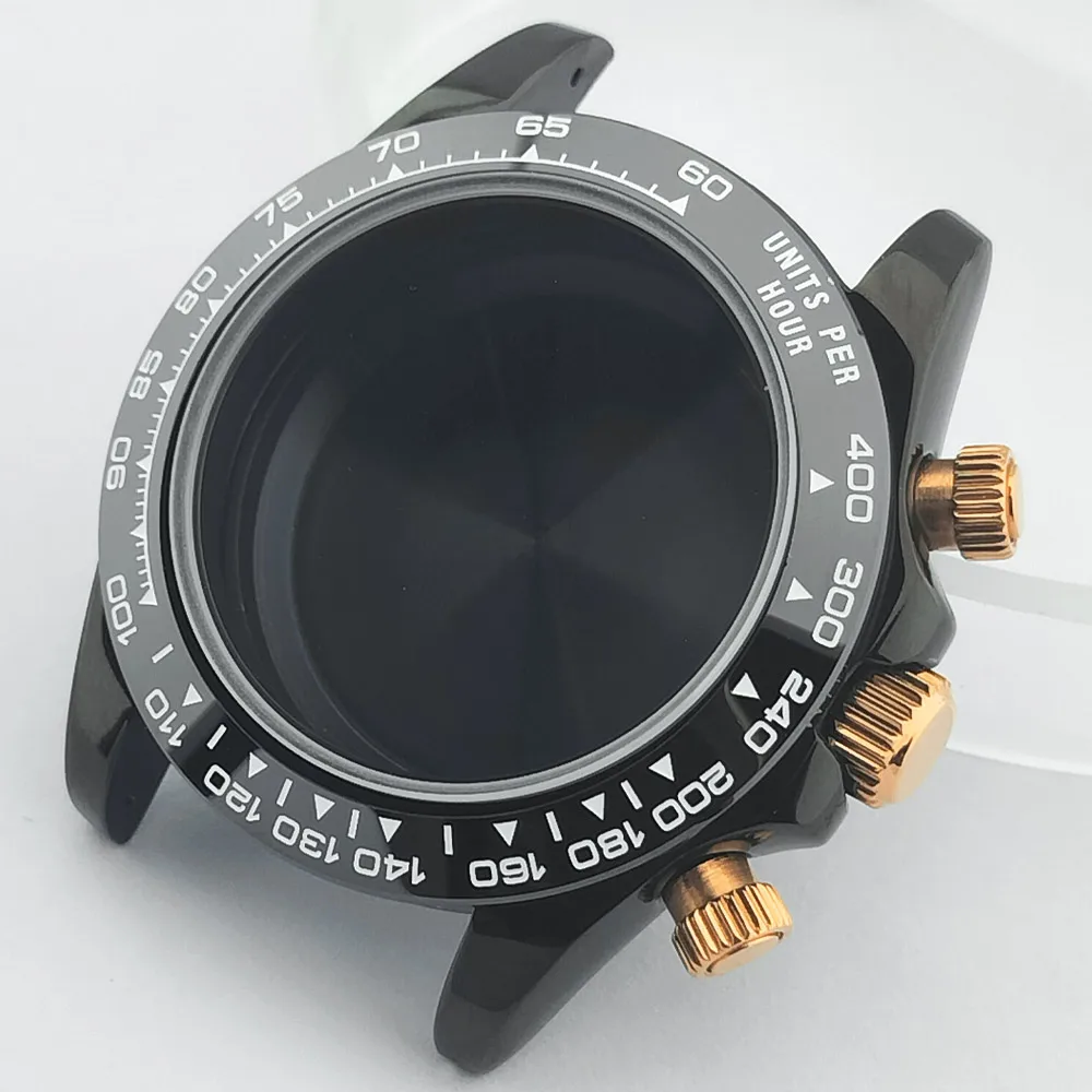 39-mm-Uhrenarmband aus Metall für Herren, passend für das VK63-Uhrwerk, mit Saphirglas, in den Farben Silber, Roségold und Schwarz, Uhrenzubehörteile. – Detail 36