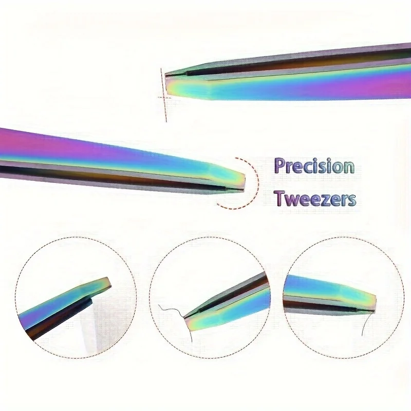 Stainless steel Colorful Precision Eyebrow Tweezers - Professional Hair Plucking & Trimming Tool for Perfect Brow Shaping image 3
