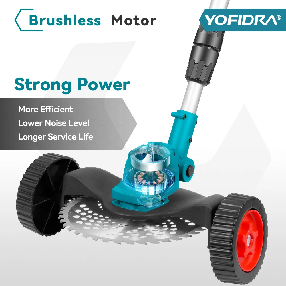 YOFIDRA فرش 9 بوصة جزازة العشب الكهربائية 36000 دورة في الدقيقة اللاسلكي العشب الانتهازي قابل للتعديل حديقة أداة ل ماكيتا 18 فولت بطارية دبوس