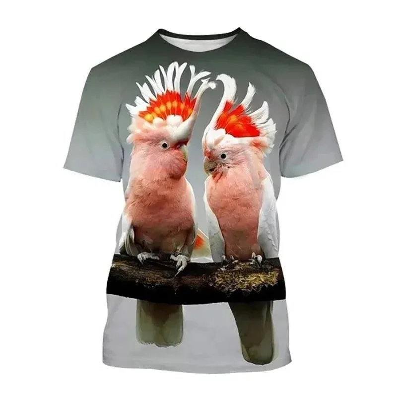 

Men's plus size T-shirt 3D digital printed parrot pattern loose and comfortable casual short sleeved graphic T-shirt for men