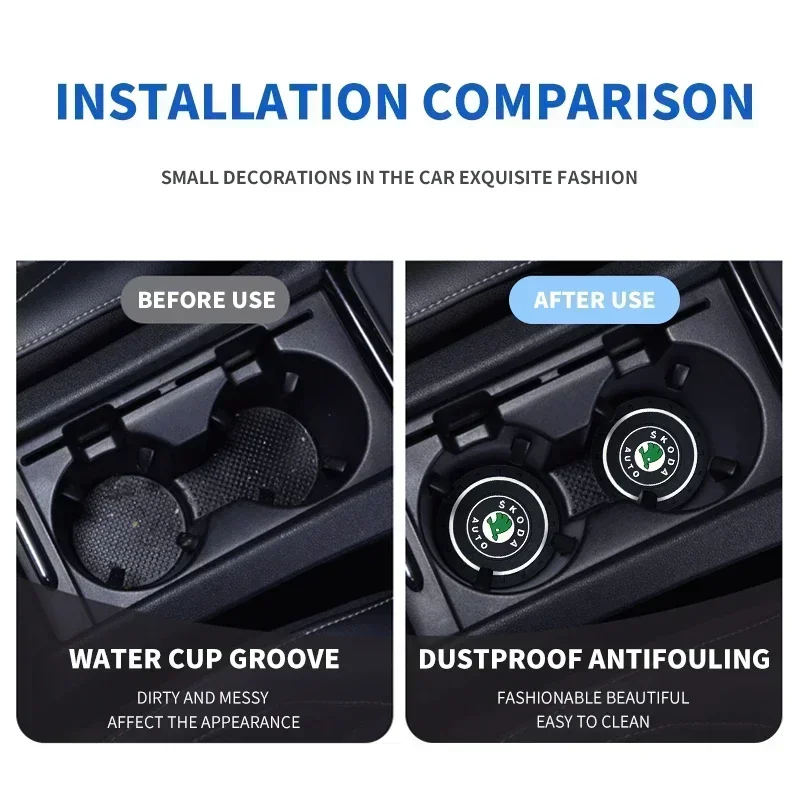 Car Coaster Water Cup Holder Silicone Anti Slip Pad For Skoda Fabia Superb Yeti Octavia Rapid Kodiaq Mk3 A4 A6 A7 2 3 A5 Kamiq