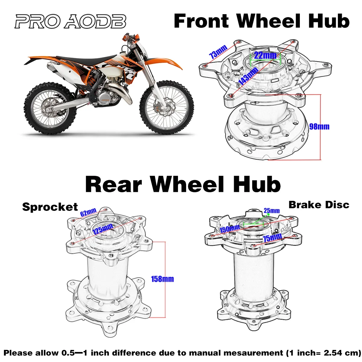 Motorcycle CNC Front And Rear Wheels Hubs For KTM SX SXF EXC EXCF 2003-2022 XC XCF XCW XCFW 2008-2022 Husqvarn TE FE TC FC TX FX