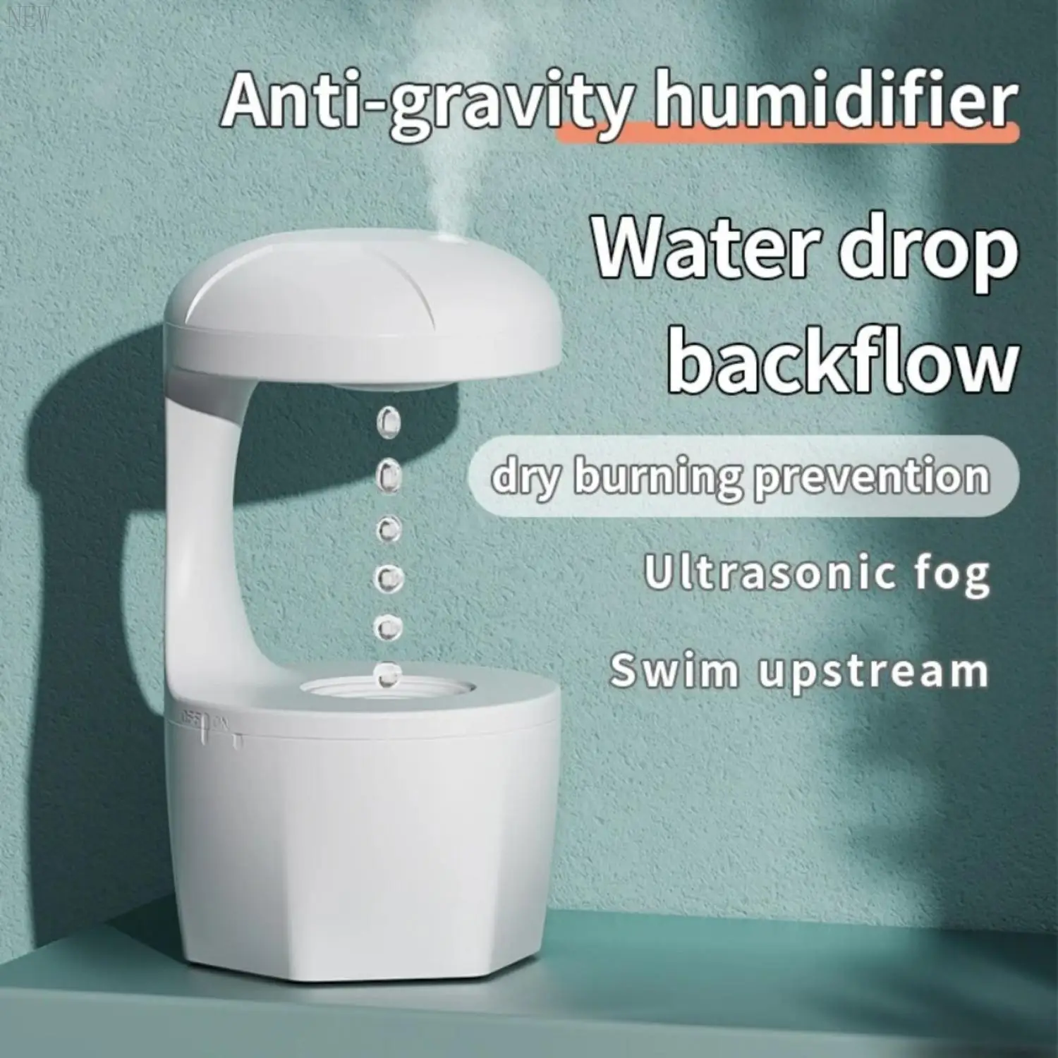 NEW Anti-gravity Levitating Cool Mist Maker: New Mute Counter Current Humidifier with Water Drops - Fogger to Relieve Fatigue.