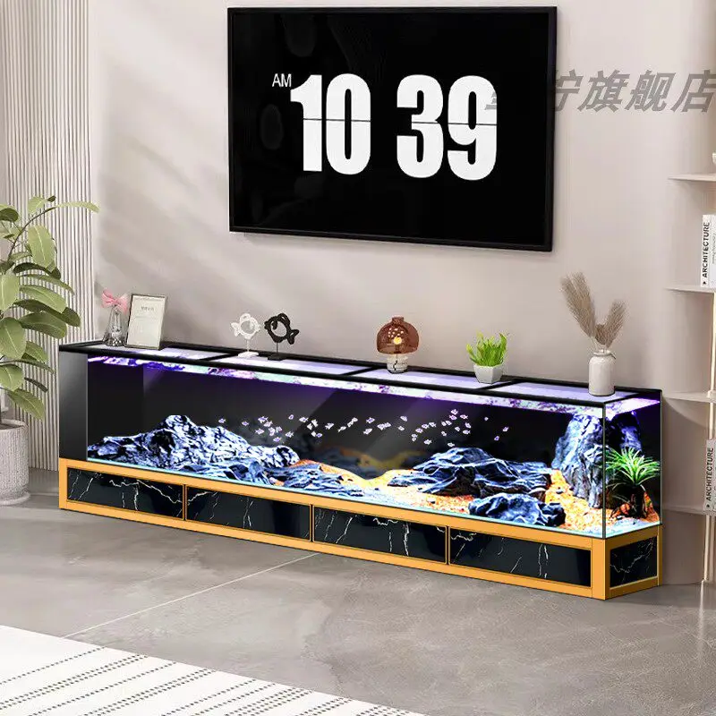 CX new fish tank tea table one-piece living room ultra-white glass floor-to-ceiling intelligent ecological aquarium
