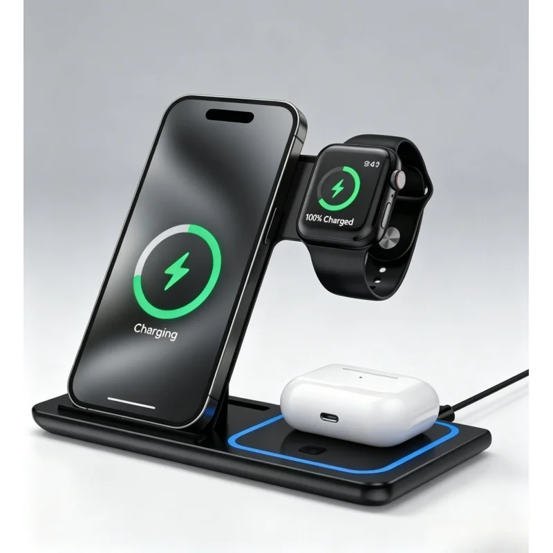 

3 In 1 Fast Wireless Charging Dock for iPhone 11-17 Pro Apple Watch 3-11 AirPods 2 3 4 Pro