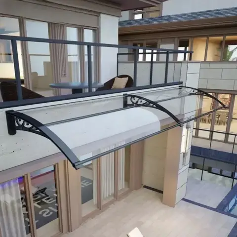 차양 PC 보드 레인 캐노피, 무소음 자외선 차단 햇빛가리개 문짝 및 창문 방수 캐노피, 외부 캐노피, 폴리카보네이트 문짝