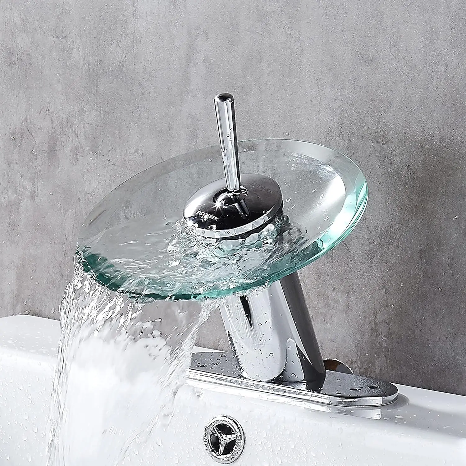 

Modern Waterfall Bathroom Sink Faucet with Brass Finish, Single Hole Design for Vanity and Pedestal Sinks