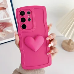 Soft TPU Love Heart Wavy Case for Samsung Galaxy S25 S23 S21 S20 FE S24 S22 Ultra Plus + A55 A35 A25 A15 A54 A53 A34 5G A05 A05s