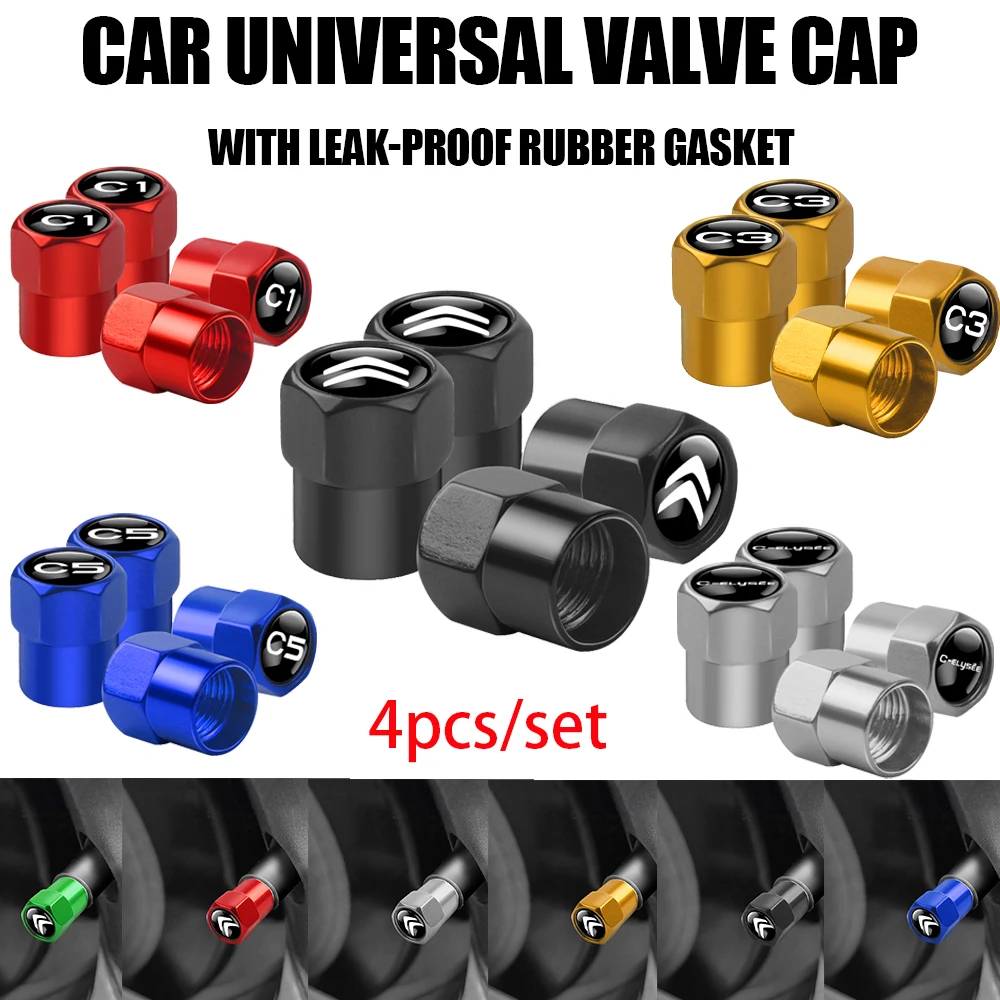 4PCS New Aluminium Car Badge Wheel Tire Air Valve Caps Stem Cover For Citroen C1 C2 C3 C4 Grand Picasso C3-XR DS Car Accessories