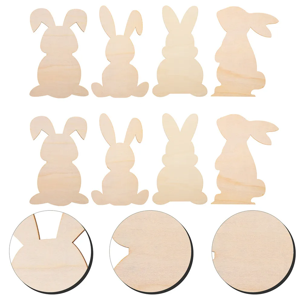 12pcs Blank Wooden Bunny Cutouts for Easter DIY Crafts – Unfinished Rabbit Shape Wood Discs Decor