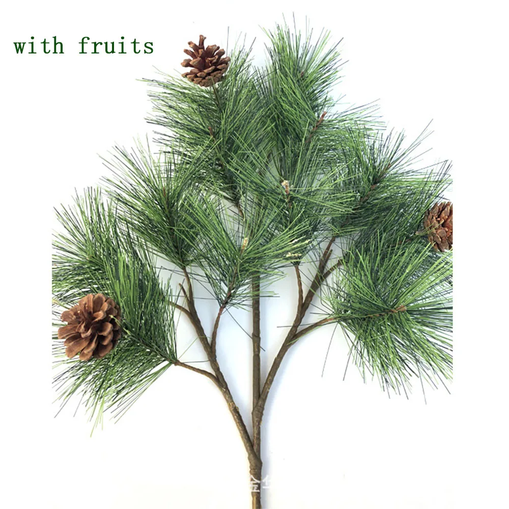 

Artificial Pine Needles: 12-Head Pine Needle Greenery Evergreen Welcome Pine Needle Strips Pine Cones for Landscape Decoration