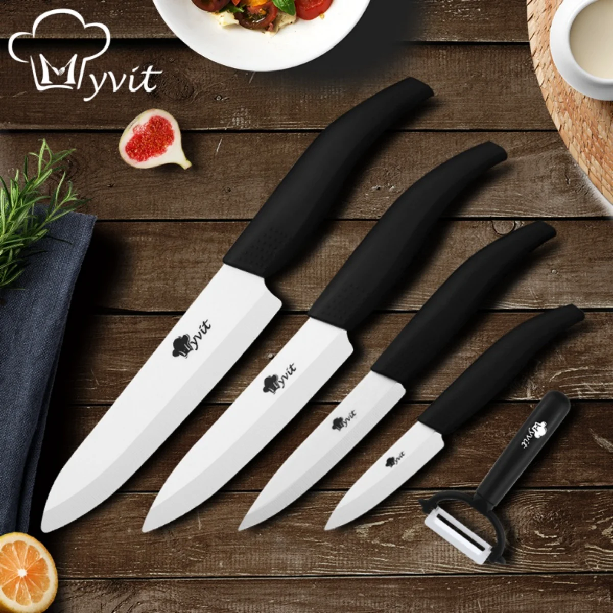 Kitchen Ceramic Knives Chef knife 3 4 5 6 inch + peeler Set Paring Fruit Utility Slicing Knife White Zirconia blade Cooking Tool