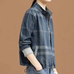 Outerwear Denim Jacket For Women Mix Color Woman Jean Coat Check Spring Autumn Designer On Offer With Stylish Luxury Deals