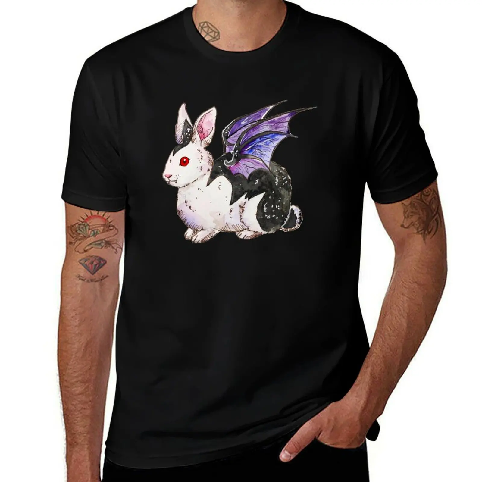 مصاص دماء الخفافيش Bunnicula الأرنب الأرنب تي شيرت مضحك تي شيرت رجل أنيمي التي شيرت تي شيرت