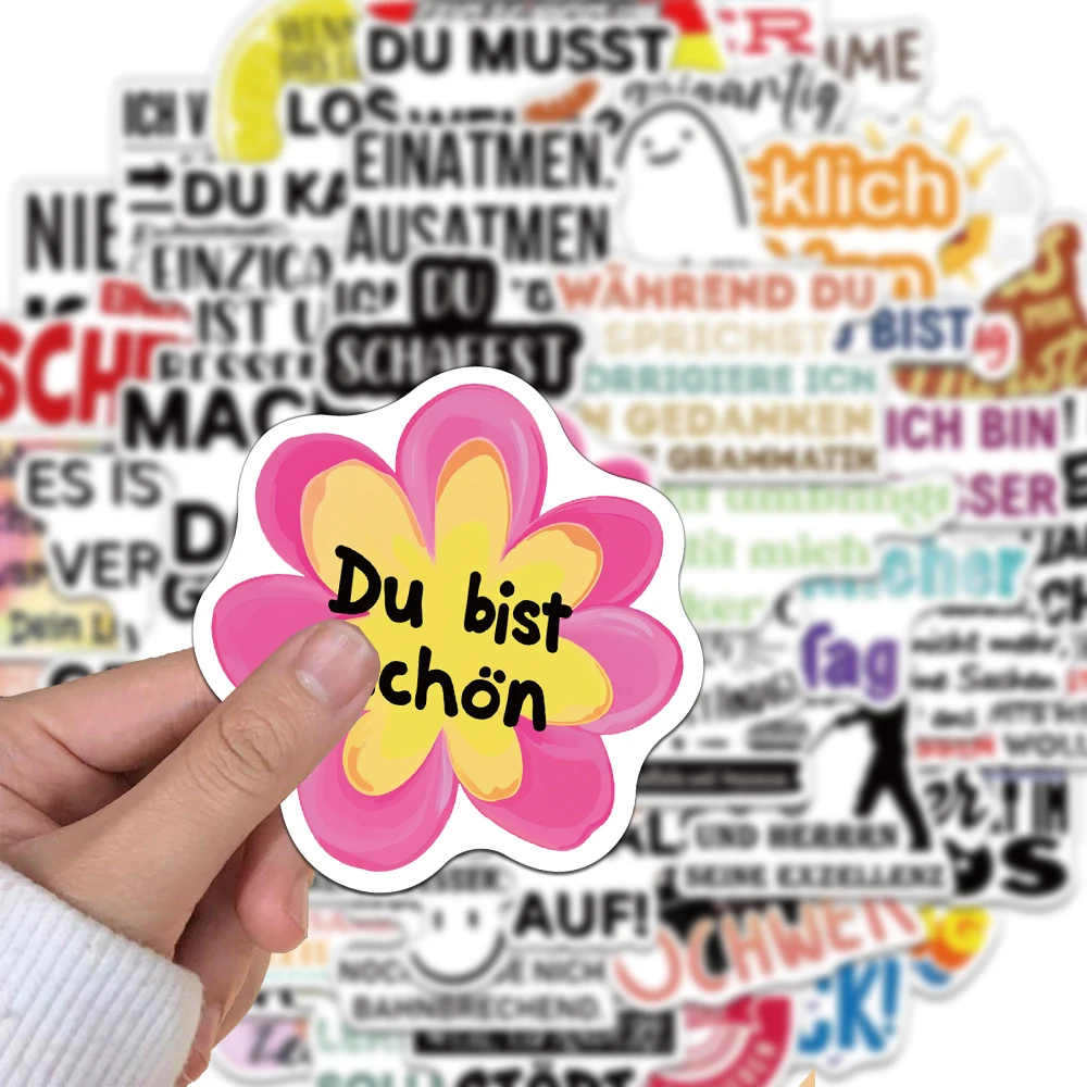 50 قطعة من ملصقات اقتباسات ملهمة ألمانية إبداعية لتزيين خوذة جراب هاتف ذاتي الصنع ملصقات شخصية لكوب الماء #2