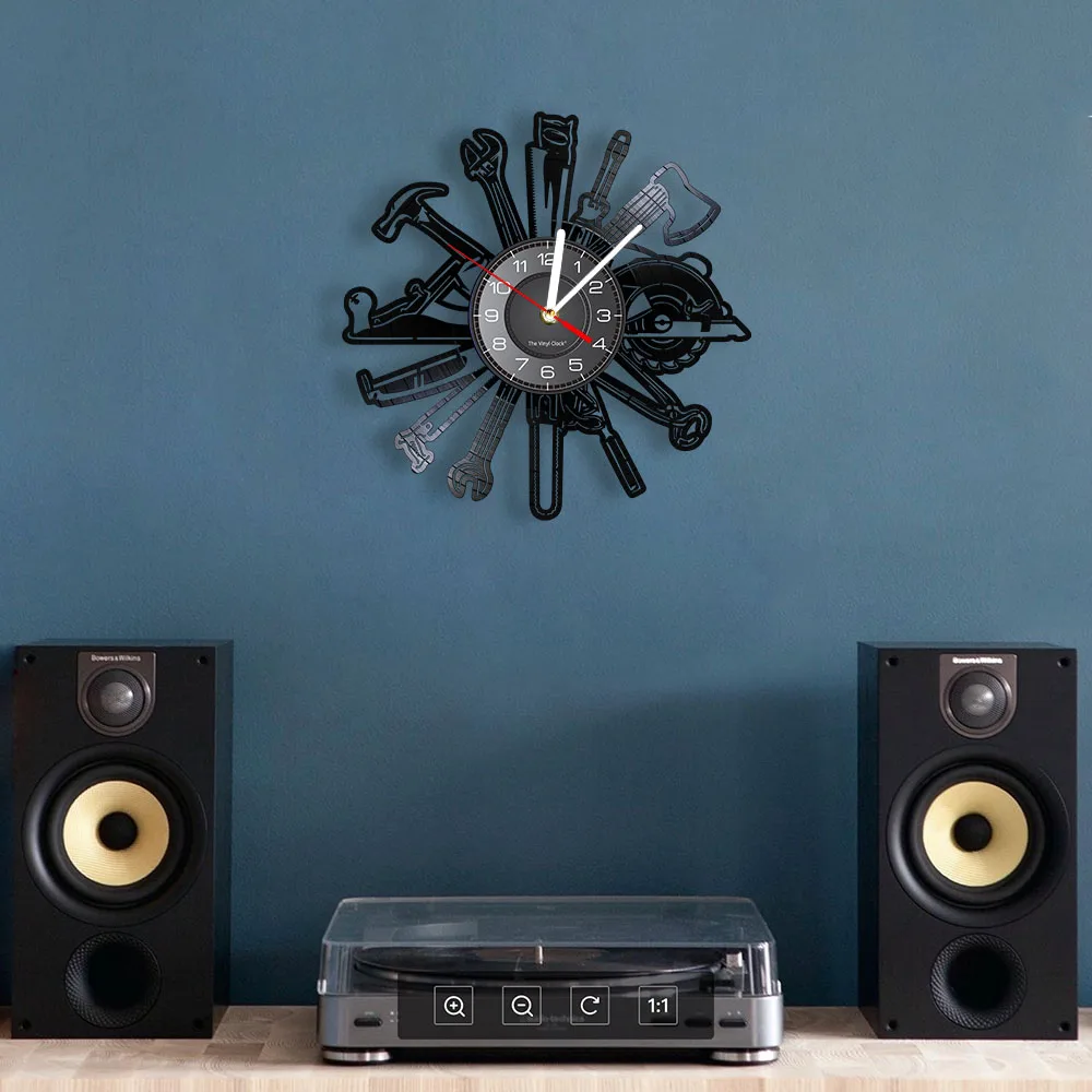 Car Garage Tools Vinyl Record Wall Clock Mechanic Service Car Wall Watch Repairing Tool Clock Repairman Gift Man Cave Room Decor