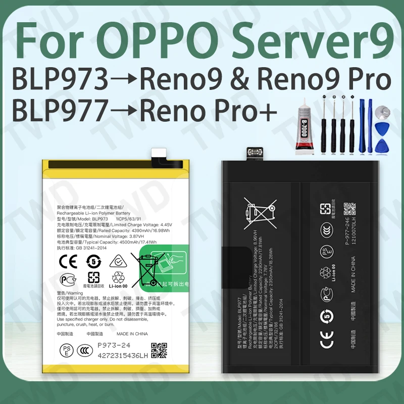 

High Quality Battery For OPPO Reno9 Series Reno9 Reno9 Pro Reno9 Pro+ BLP971 BLP977 Stable Power +Free Tools