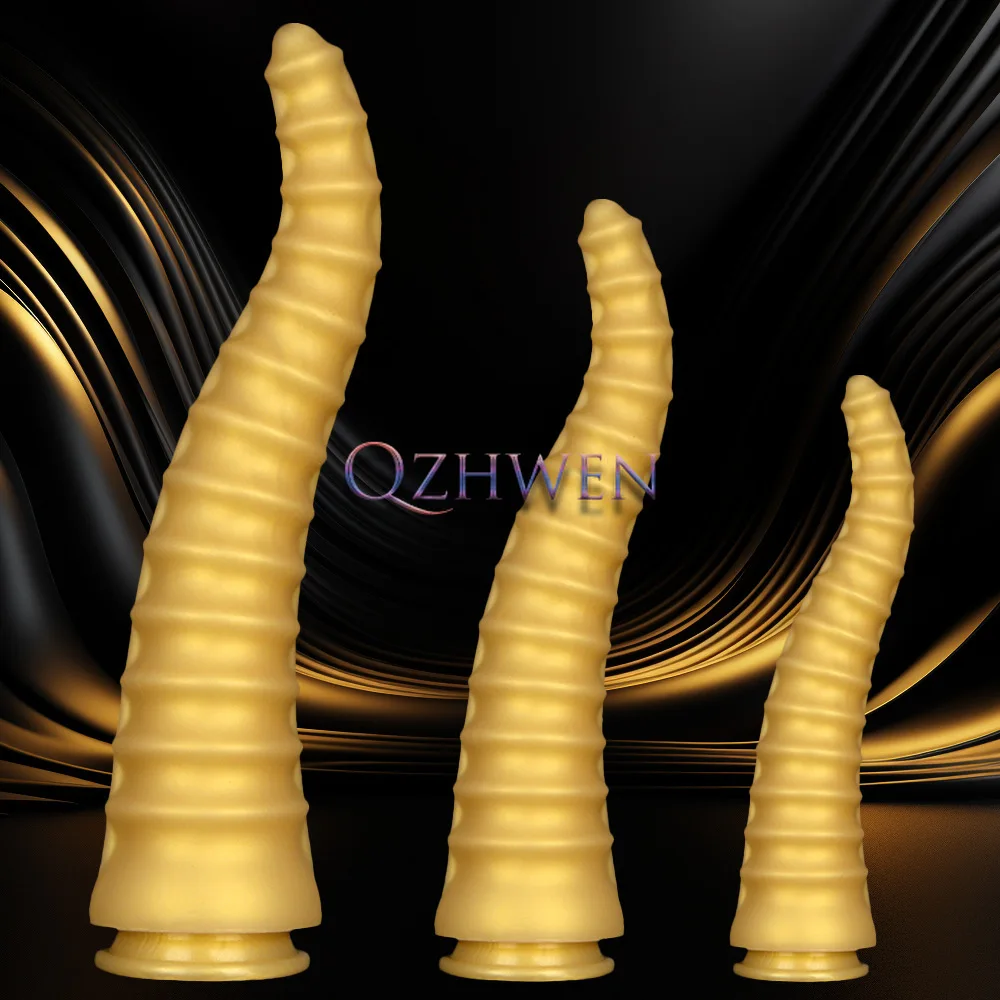 Soft Silicone Pointed Glans Golden Anal Plug Super Large Horse Dildo Waterproof Simulation Penis for Men and Women Masturbator