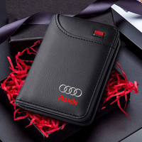 PU Leather Car Emblems Wallet Card Documents Storage Pocket For Audi RS Sline A4 B5 B6 B7 B8 B9 A3 8P 8V 8L A5 A6 C6 C5 C7 4F A8