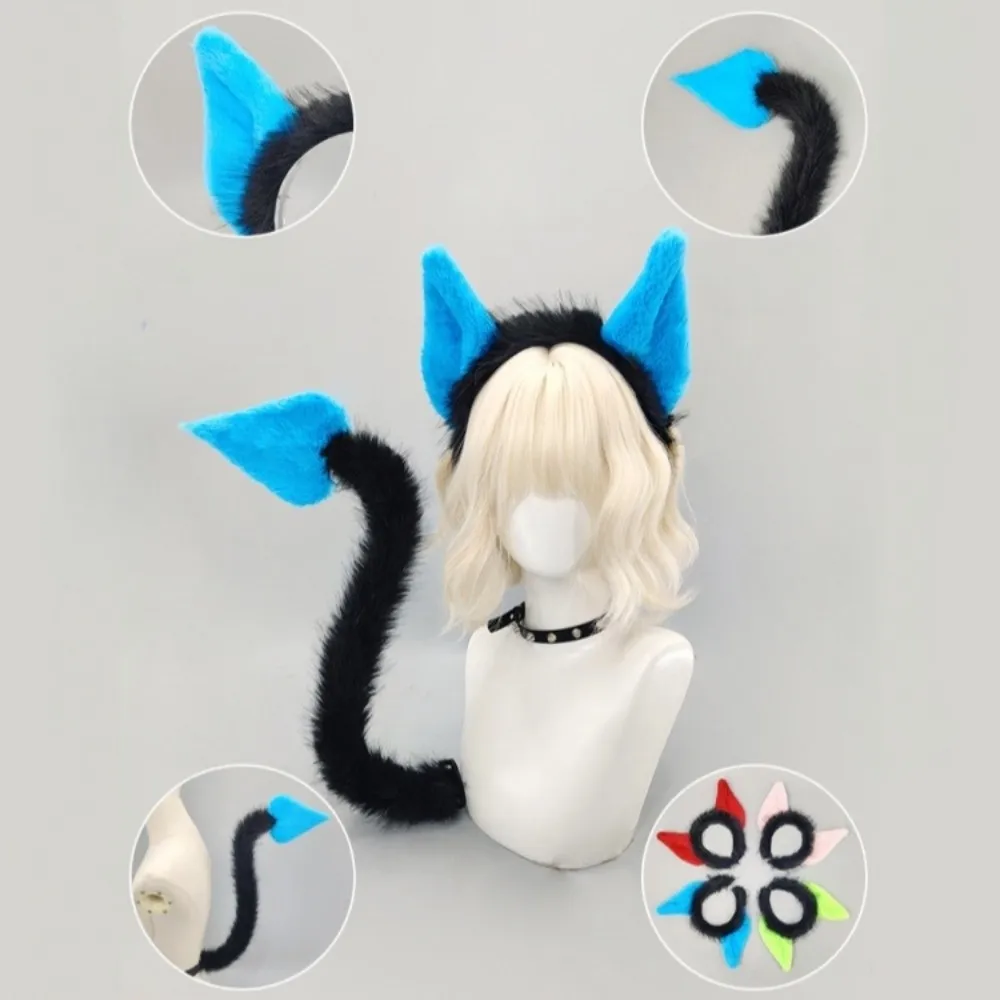 Casual Bentable Halloween Costume Cosplay Props Furry 3D Cat Ears DIY with Belt Devil's Sweetheart Tail Adults