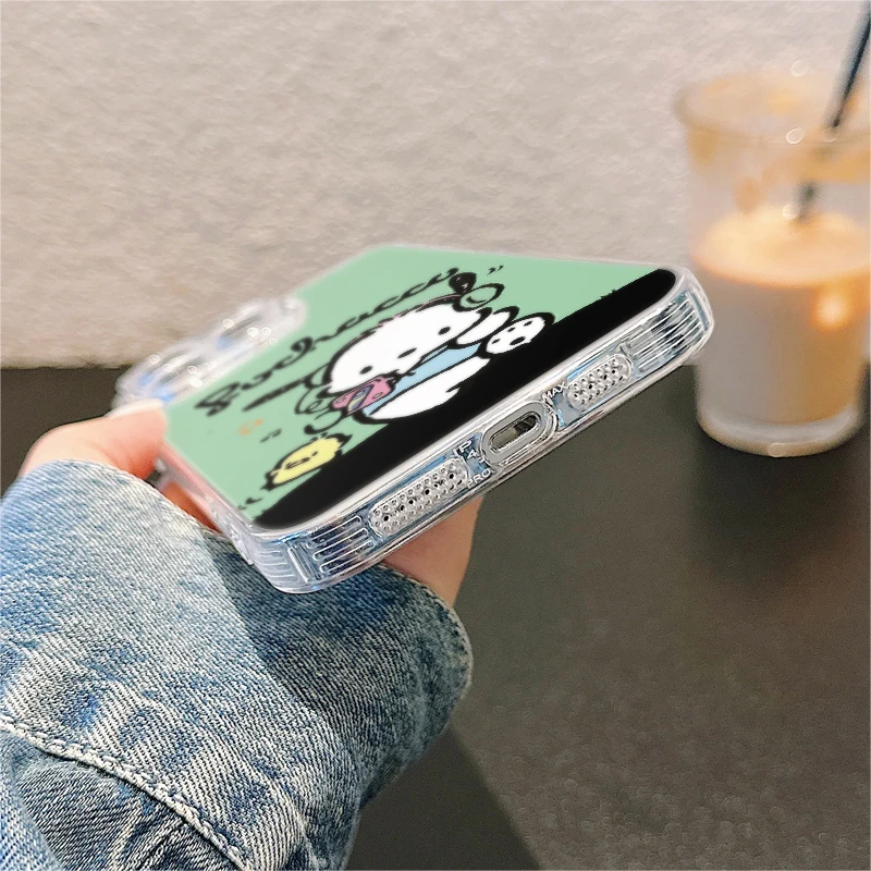 Funda para iPhone 7 8 17 Air XR 16e 12 Mini 16 15 14 Plus 13 12 11 Pro MAX funda de teléfono suave Sanrio lindo Pochacco