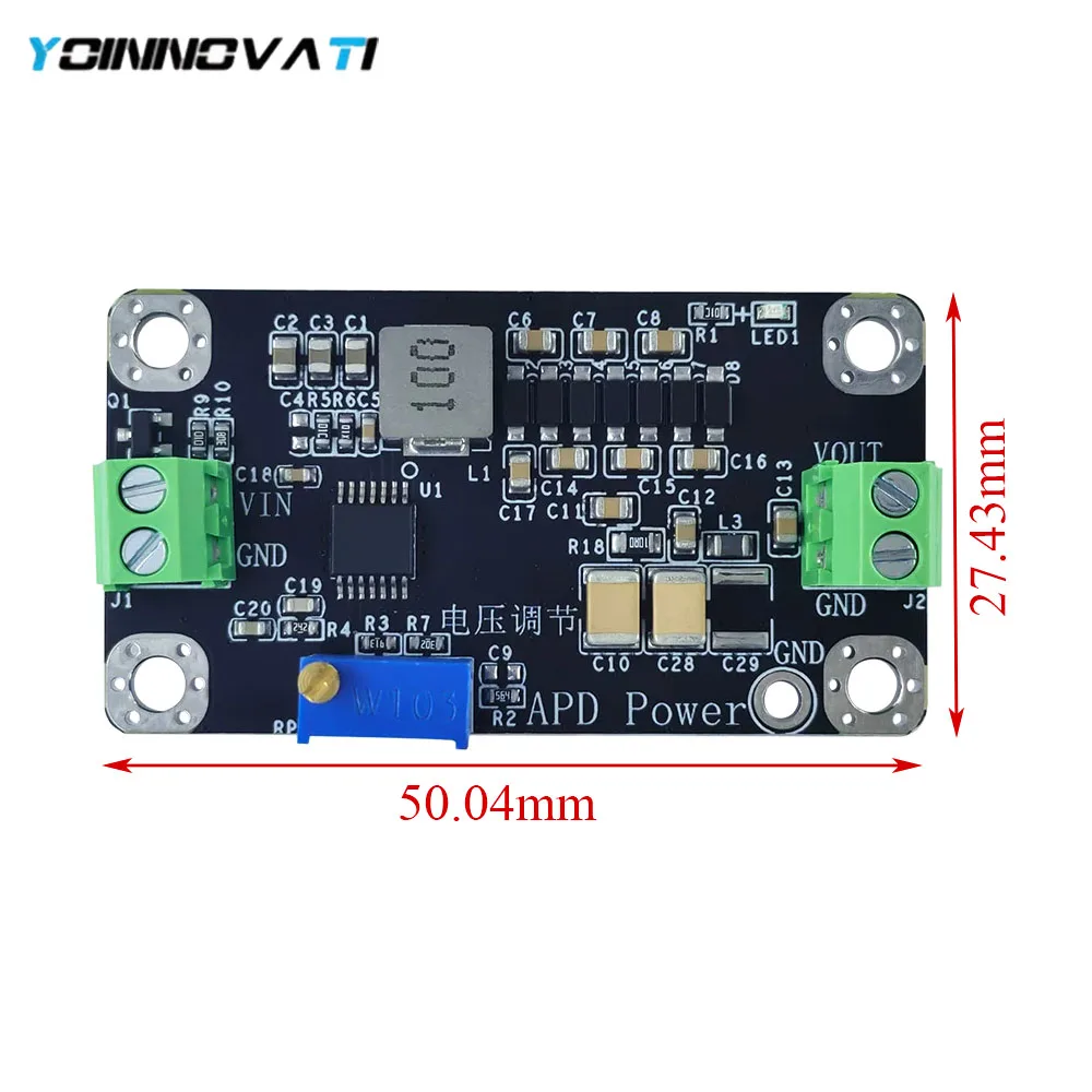 YT High Voltage Boost Converter 60-220V Adjustable, Low Noise Bias Supply for APD/Photodetector/CCD, 5-24V Input