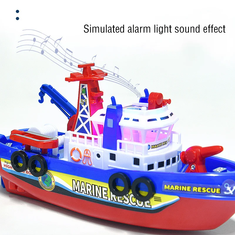 Children Can Spray Water Simulation Of The Sea Fire Boat Splashing Toy Male Ship Model Can Enter The Water Light Bath Zi Water