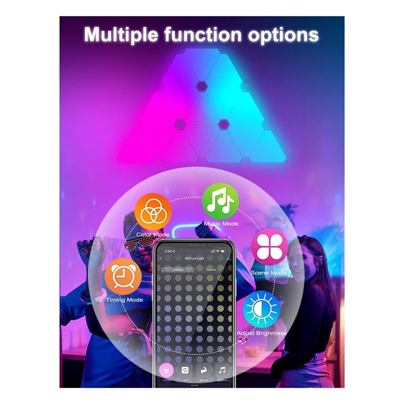 A19F-Smart RGB Luci d'atmosfera a LED fai-da-te Lampada da parete triangolare APP Sincronizzazione musicale Sala giochi TV (Bluetooth)