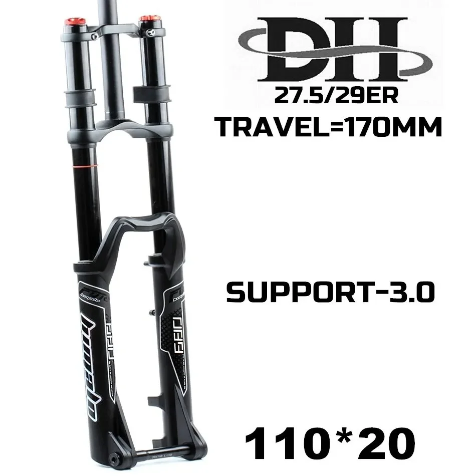 

27.5/29 Mountain Bike Downhill Suspension Air Fork DH AM Soft Tail Shock Absorber TH 3.0 Tire 110*20MM Thru Axle Disc Brake