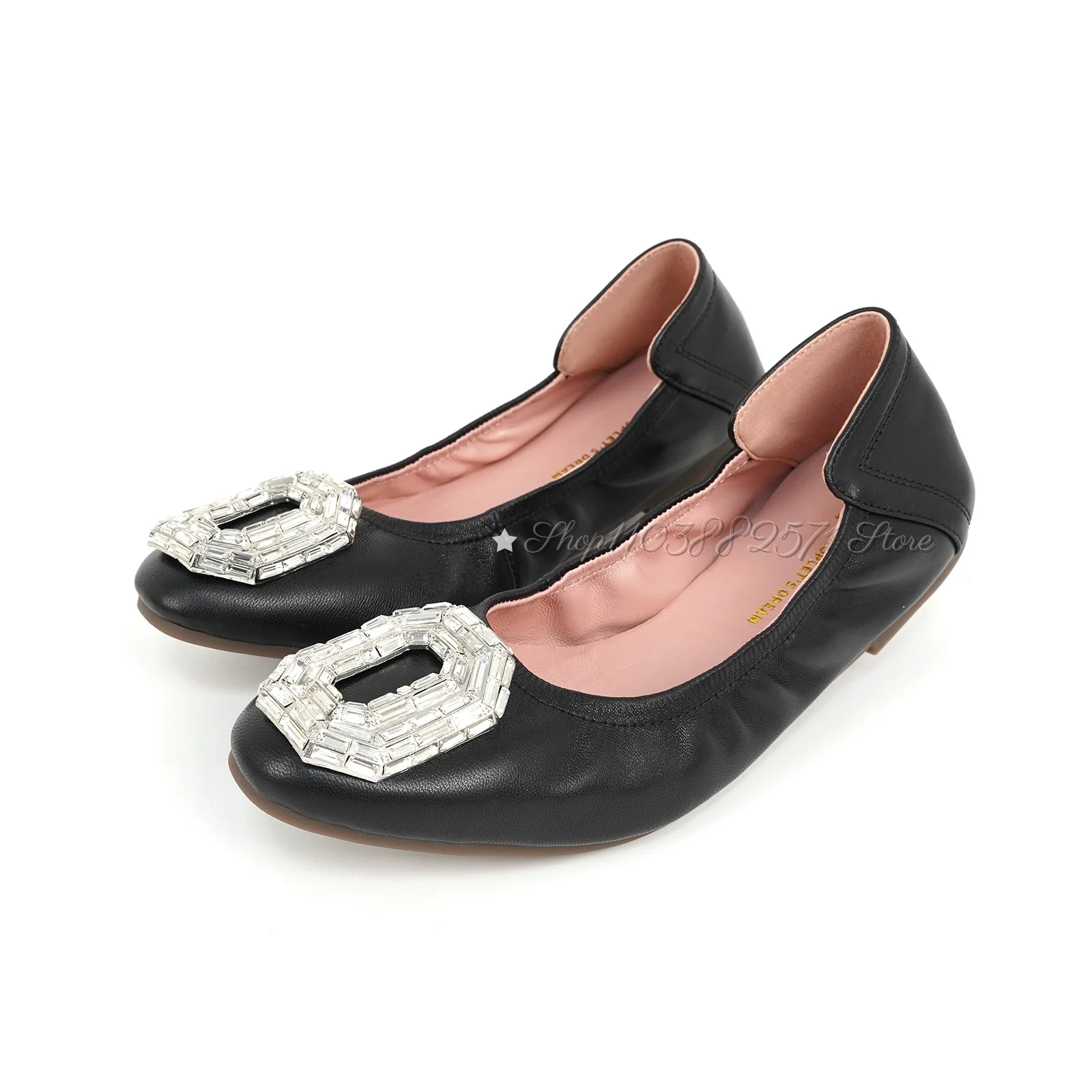 

Graceful Square Buckle Ballet Woman Shoes Round Toe Solid Slip-on Comfortable Flat Low Heel Female Party Office Single Shoes