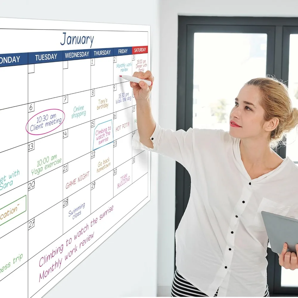 

Wall Mount Rewritable Calendar - Undated Monthly Calendar, 40 × 23.62 with 8 Round Stickers