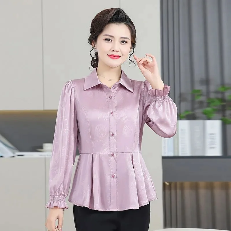 

Casual Shirt Coat Women's New Mother's Jacket Spring Autumn 2025 Waist-Shrinking Outerwear Temperament Outcoat Ladies Tops