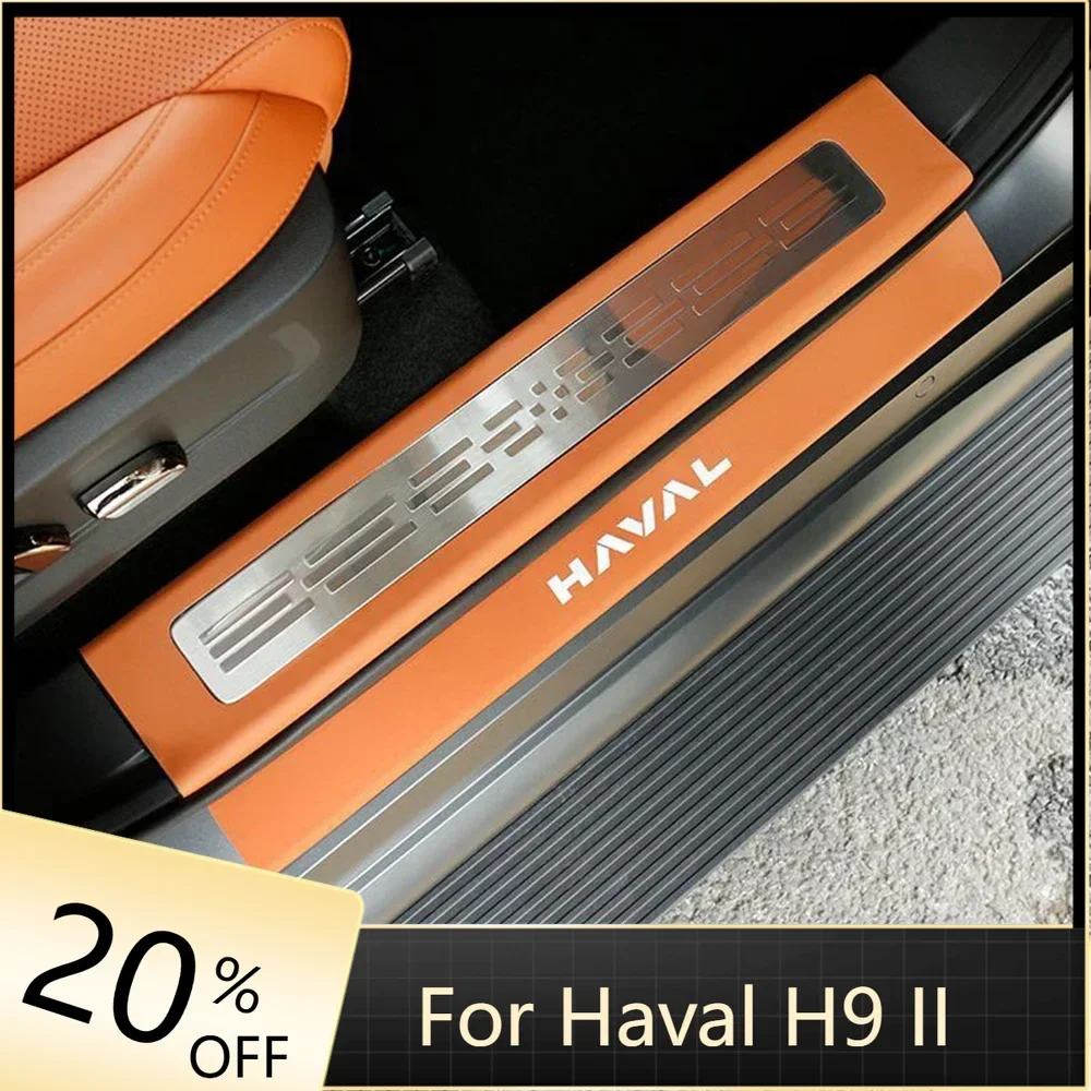 

Car Interior Door Welcome Threshold PU Leather Cover Stickers Auto Modified Styling For Haval H9 2nd 2024 2025 Accessories