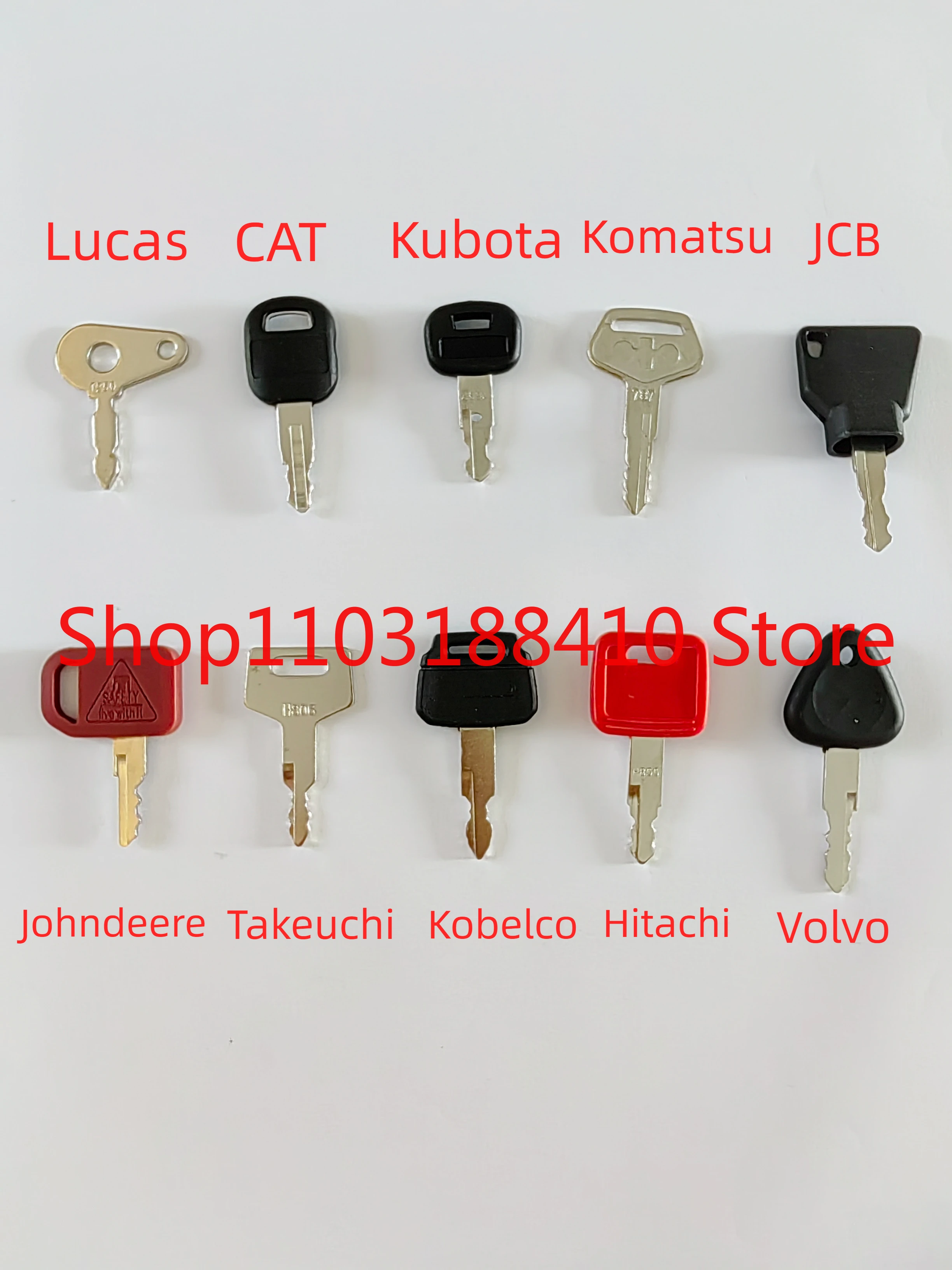 

10PCS Machinery Master Key Set For Kubota Komatsu Kobelco Volvo JCB Johndeere Hitachi Caterpillar Takeuchi LucasMachinery Digger
