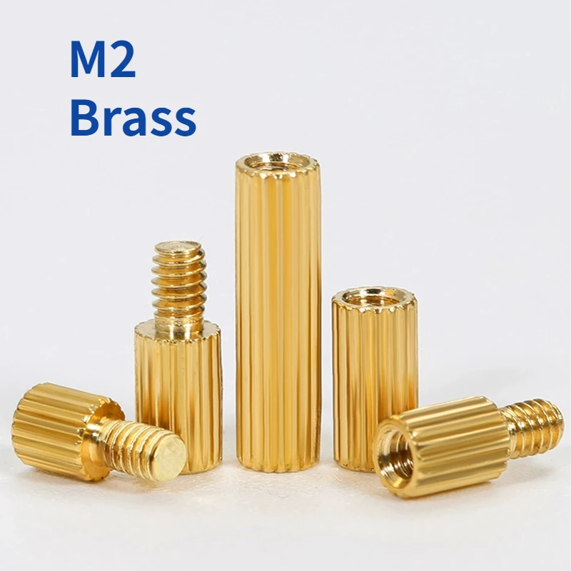 M2 massives Messing, Kupfer, runder Abstandshalter, Stützsäulensäule, M-F, F-F, männlich-weiblich, weiblich, weiblich, Bolzen für Leiterplatte, L = 3–40 mm