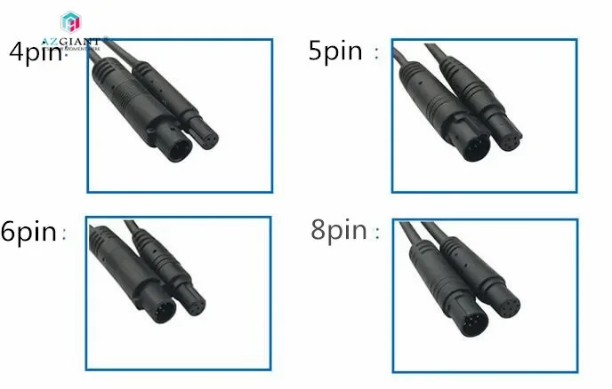 3 pcs 4PIN/5PIN/6PIN/8PIN extension Cable for Car RCA Reverse Rear View Parking Camera Video female to male