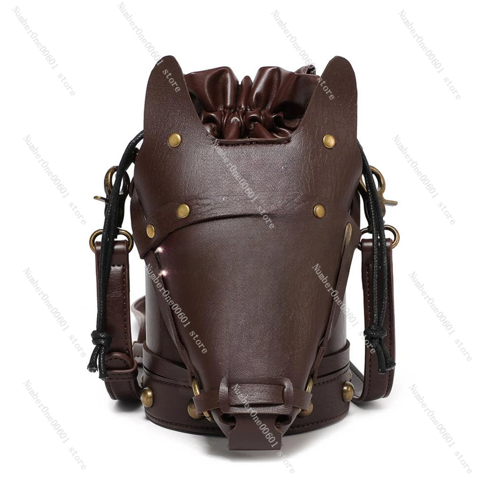 Unisex Medieval Retro Style Horsehead One Shoulder Crossbody Bag Viking Animal Horse Shaped Backpack Phone Bag Coin Wallet